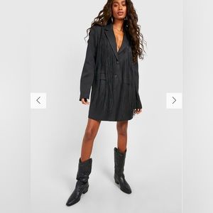 NWT Boohoo Tassel Blazer Dress 10 Large Black Taylor Swift Fringe